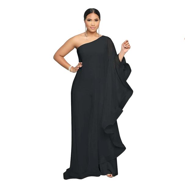 Women's Sexy One-Shoulder Jumpsuit – Stretchy & Breathable Romper For Night Out & Vacation (Black, White, Green, Pink, Red, Blue)_ecoleips.com