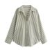 Women's Printed Satin-Feel Shirt – Lightweight Polyester Blouse With Drape, Fall Essential In Stripes & Solids (XS-L, 10 Colorways)_ecoleips.com