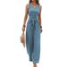 Women's V-Neck Sleeveless Jumpsuit European And American Style Wide Leg Long Pants Twist Vest Design New Export 2025_ecoleips.com