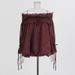 K Sweet Retro Style One-Shoulder Tie-Up Flared Sleeve Solid Color Top New Women's Shirt_ecoleips.com