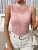New European And American Summer Fashion Independent Site Cross-border Simple Sexy Sheer Mesh Knitted Women's Top_ecoleips.com