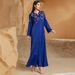 Color Blue Heavy Abaya Hand Sewn Diamond Dress Dress Party Long Skirt_ecoleips.com