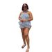 Women's Clothing Elegant Halter Neck Striped Suit Style Loose Sleeveless Pant Sets Long Sleeve For Formal & Casual_ecoleips.com
