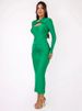 Mozision Hollow Out Long Sleeve Sexy Maxi Dress For Women Gown Autumn Winter New Metal Buckle Ruched Slit Long Dress Elegant_ecoleips.com
