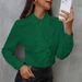 Verve Loose Chiffon Shirt For Women, White Long Sleeve Blouse, New Fashionable Professional Wear With Ruffled Edges_ecoleips.com