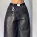 Women's Clothing Black And Gray Denim Wide Leg Pants Jazz Dance Pants High Waist Retro Niche Design Denim Jeans_ecoleips.com