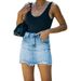 2022 Summer European And American Internet Celebrity Same Style High Waist Ripped Washed Frayed Edge Denim_ecoleips.com