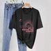 Women's Casual Round Neck Short Sleeve T-Shirt Multi-Color American Style Simple Fashionable Sports Top Solid Printed Loose Fit_ecoleips.com