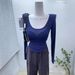 Women's Thin Wide round Neck Long Sleeve T-Shirt Slightly Sheer Fitted Top Perfect for Autumn Base Layer Effortlessly Sexy_ecoleips.com