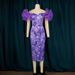 Women's Clothing Mesh Sleeves Stitching Printed Hip Skirt Mid Length Skirt Party Evening Dress_ecoleips.com