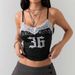 Sexy Lace Patchwork Camisole Women's Sleeveless Tank Top Japanese Korean Style Number Print European American Style Summer Top_ecoleips.com