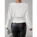 Elegant V-Neck Lace Trim Blouse For Women - Long Sleeve Floral Lace Patchwork Shirt, Breathable Polyester, Slim Fit, Spring & Autumn Essential_ecoleips.com