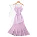 Women's Clothing Suspender Skirt High Grade Sense Of Slim Fit Does Not Show Cross Waist Temperament Knitted Splicing Perspective Fishtail Long Skirt_ecoleips.com
