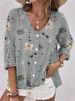 2026 Autumn/Winter New European And American Independent Station Women's V-neck Buttoned Chiffon Printed_ecoleips.com