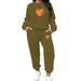 Women's Long Sleeved Heart Patterned Casual Clothing Set European American Style Print_ecoleips.com