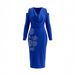 Elegant Slim Fit Off-Shoulder Zipper Rhinestone Decorated Dress Long Sleeve For Women_ecoleips.com