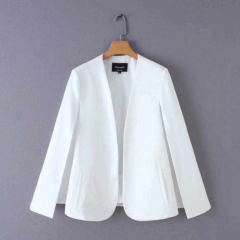 cross-border Foreign Trade Supply 2024 Spring New European And American Style Slit Design Blazer-style Cape Coat_ecoleips.com