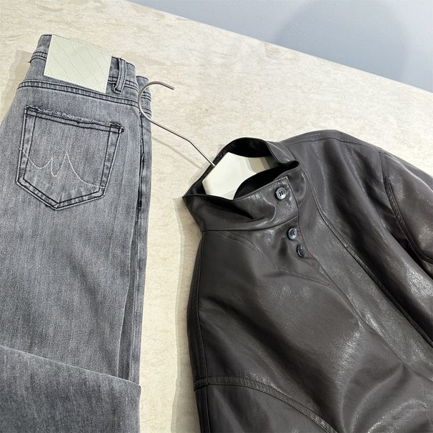Vintage Brown Sheepskin Leather For Women, 2026 Early Spring New Style, Elastic Hem Soft PU Short Jacket_ecoleips.com