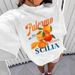 Women's Orange Print T-Shirt Round Neck Short Sleeve Fruit Letter Pattern Top European American Style Summer Fashion_ecoleips.com
