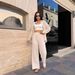 Women's Solid Color Lapel Long Sleeve Shirt And Pants Two Piece Set European American Style Casual Autumn Top_ecoleips.com
