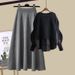 Women's Clothing New Style Fashion Wear Western Style Loose Lazy Style Sweater Slim Skirt Two Piece Suit_ecoleips.com