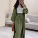 Muslim Knitwear"Modest Two-Piece Set – V-Neck Long Sleeve Top With Flowy Midi Skirt (XS-XXXL)"_ecoleips.com