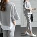 Women's Clothing Autumn New Women's Clothing Two Piece Set Slit Top Cropped Pants Casual Fashion Suit_ecoleips.com