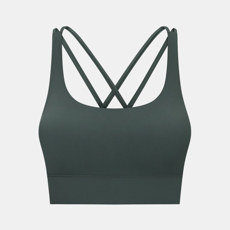 New Spring/Summer Crossback Yoga Bra, Brushed Feel, Shockproof, Supportive, And Push Up Sports Bra For Women_ecoleips.com