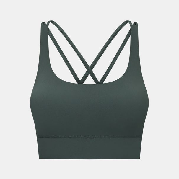 New Spring/Summer Crossback Yoga Bra, Brushed Feel, Shockproof, Supportive, And Push Up Sports Bra For Women_ecoleips.com