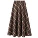 New Plaid Skirt Women's Retro Large Size Medium And Long A-shaped Skirt Large Swing Skirt High Waist And Thin Long Skirt_ecoleips.com