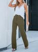 Women's Clothing Women's Casual Straight Leg Pants High Waist Button Elastic With Multiple Pockets Fashion For Formal & Casual For Women_ecoleips.com