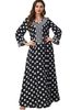 Verve Women's Fashion Embroidered Long Chiffon V-neck Muslim Dress_ecoleips.com