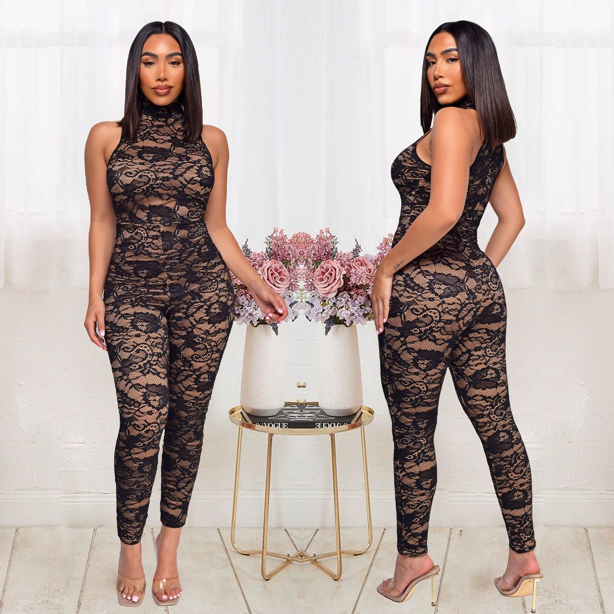 Women's Clothing Fashion Sexy Slim Fit Jumpsuit For Women With Embroidered Lace For Formal & Casual_ecoleips.com