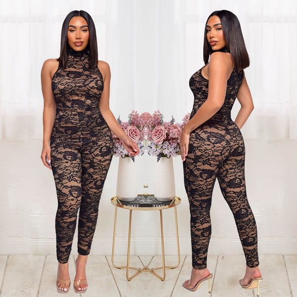 Women's Clothing Fashion Sexy Slim Fit Jumpsuit For Women With Embroidered Lace For Formal & Casual_ecoleips.com