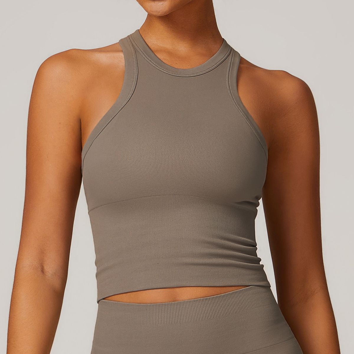 Women's Clothing Seamless Racerback Yoga Vest For Women Tight Fitting One Piece Stomach Covering Sports Top Yoga Wear 7725_ecoleips.com