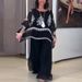 Women's Clothing Elegant Bat Sleeve Casual Round Neck Printed Two Piece Suit_ecoleips.com