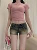 2025s Light-colored Denim Ultra Shorts For Women Summer Ins Trend High Street Washed Low Waist Petite Hot Girl Bodycon Pants_ecoleips.com
