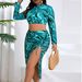 Aria Basics 2025 New European And American Style Long Sleeve Tie-Dye Three-Piece Swimsuit With Drawstring Sexy Beach Foreign Trade_ecoleips.com