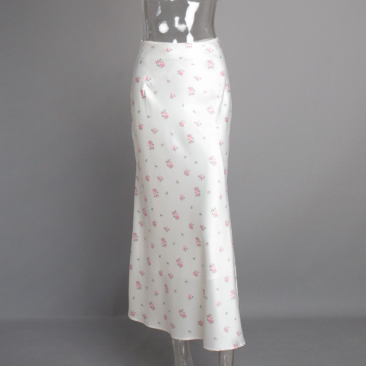 K Printed Midi Skirt New Style Temperament Floral Print Hanging High Waisted Midi Skirt_ecoleips.com