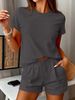 Women's Homewear Round Neck Pajamas Set Casual Short Sleeve Top With Shorts_ecoleips.com