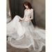 Women's Clothing Women's Elegant Long Evening Dress White High Quality Autumn Spring Style Annual Meeting Dress_ecoleips.com