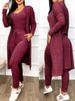 K European And American Style Cardigan Long Casual Pants Set Jumpsuit Solid Color Women's Clothing_ecoleips.com