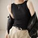 Spring Summer Cotton Tank For Women, Off-Shoulder Halter Neck Slimming Inner Wear, Ribbed Sleeveless Base Shirt,_ecoleips.com