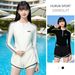 Women's Conservative Long Sleeve Two Piece Swimsuit Slimming Athletic Style For Hot Springs Suitable For Swimming Pools New_ecoleips.com
