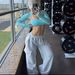 Women's Clothing Fleece Lined Cargo Pants Straight Leg Sweatpants Casual Fitness Autumn Winter Wide Leg Waist Cinching Sports_ecoleips.com