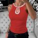 Women's Clothing Spring And Summer New Hot Sale Ribbon Stitching Round Neck Sleeveless Ribbed Top_ecoleips.com