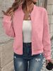 Women's Stylish High-Neck Zip-Up Knit Cardigan Long Sleeve Elegant Outerwear For Casual & Office Wear (Green, Black, White, Light Grey)_ecoleips.com