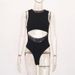 Women's Sleeveless Hollowed out Bodysuit Solid Color Sexy Tight Top Base Shirt European American Summer New Clothing for Hot Girls_ecoleips.com