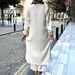 Elegant Modest Muslim Dress Long Sleeve Loose Fit Maxi Asymmetrical Hemline White S-XL Polyester Comfort Hijab Fashion_ecoleips.com