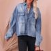 Women's Clothing Spring New Retro Loose Denim Shirt Drop Shoulder Blue Large Pocket Shirt_ecoleips.com